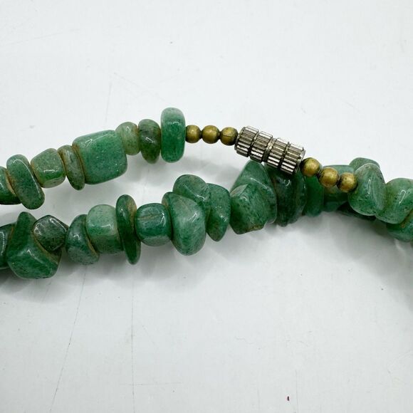 Vintage Aventurine Stone Chip Long Beaded Necklace Barrel Clasp 28” - Picture 5 of 9